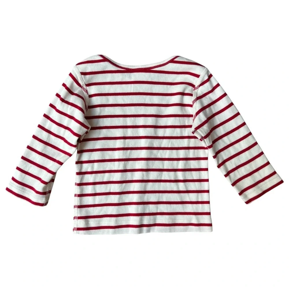 Hanna Andersson Red White Striped Shirt (18-24M) and Leggings (2T) Set